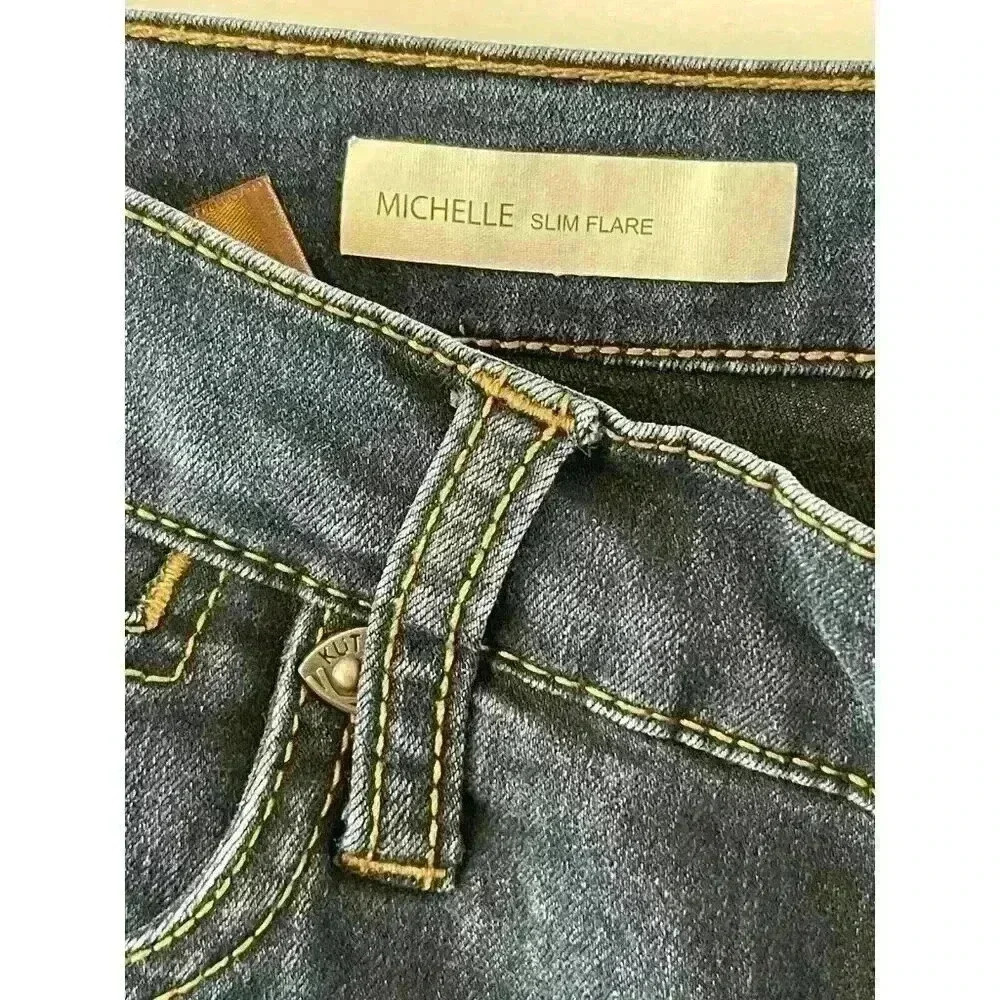 Kut From The Kloth Michelle Slim Flare Stretch Womens Jeans Dark Wash Size 10 - Picture 4 of 5